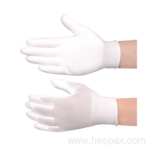 Hespax 13 Gauge White PU Anti-static Protective Gloves